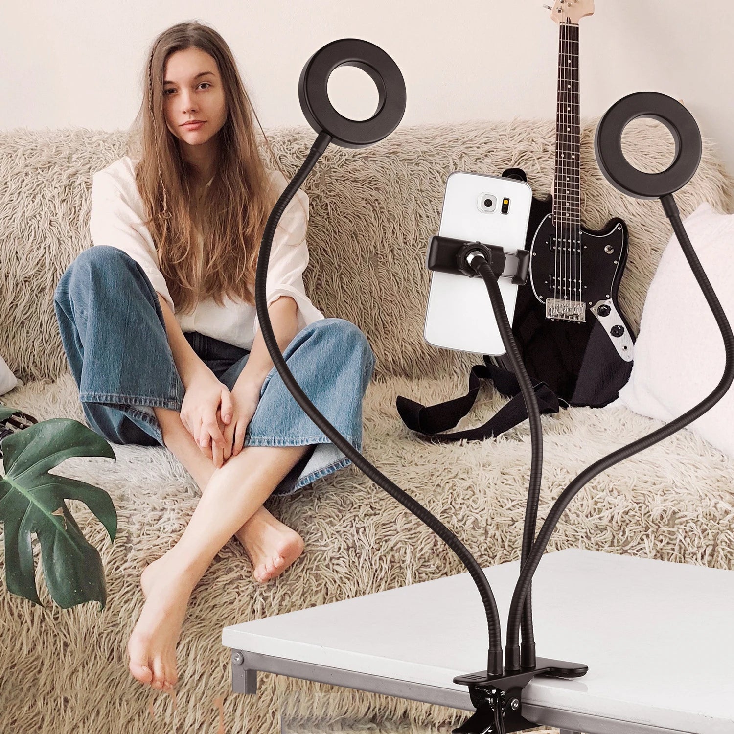 Selfie Ring Light With Long Arm Lazy Mobile Phone Holder Bracket Photography ringlight LED Light For Youtube tik tok Live Stream