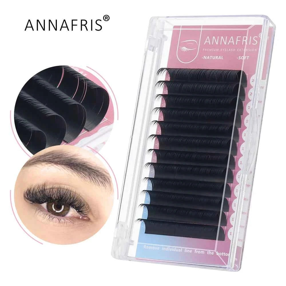 ANNAFRIS Premium Mink Eyelash Extensions - 5 Cases, 16 Rows, C/DD Curl for Stunning, Natural Volume
