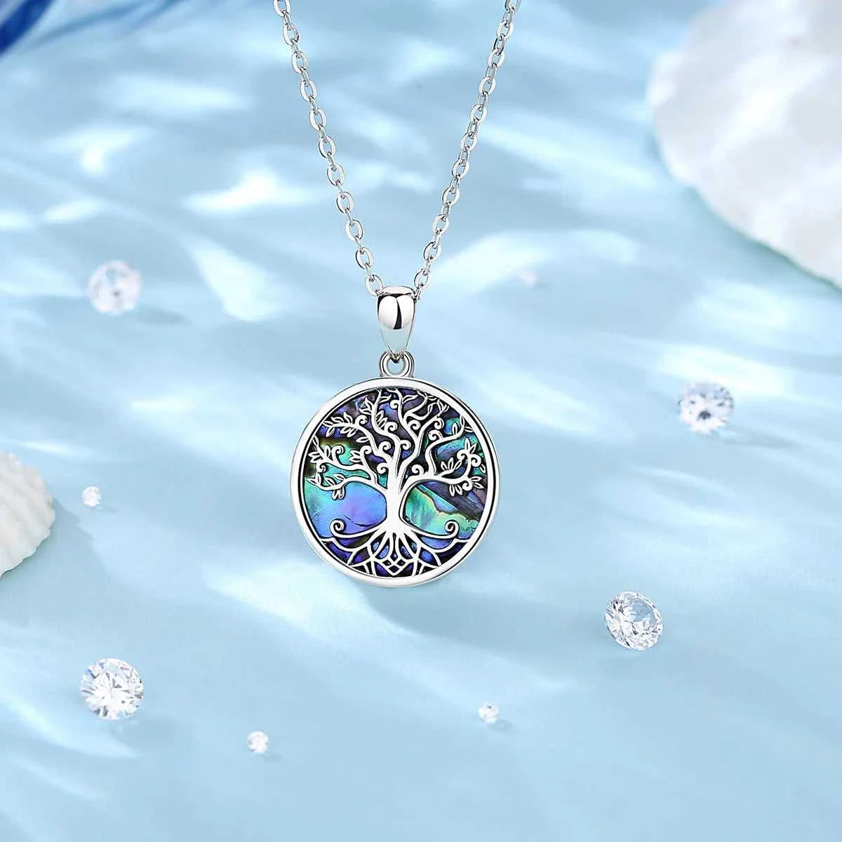 EUDORA New 925 Sterling Silver Tree of Life Pendant Necklace Abalone Shell Jewelry Elegant Fashion Party Gift The jack market .AU The jack market .AU Jewellery & Chains $ 93 200000226:193#with 18 inch chain