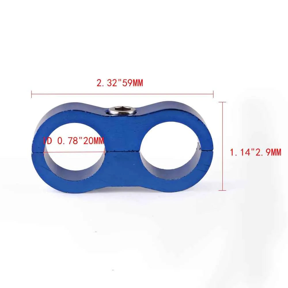 1PCS  Aluminum Billet Dual AN4 11MM/AN6 14MM/AN8 16MM/AN10 20MM Braided Hose Separator Clamp Cable Fastener RS-HR013