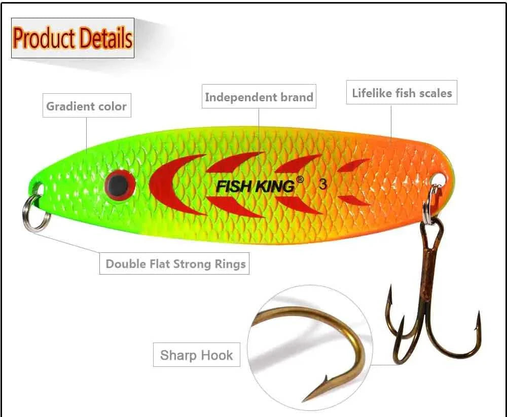 FISH KING 20-30g Metal Spoon Hard Fishing Lure Artificial Wobblers For Trolling Trout Spoon Bait Bass Pike With Treble Hook The jack market .AU The jack market .AU Fishing Gear $ 20 14:200002984#004;5:100014443#30g