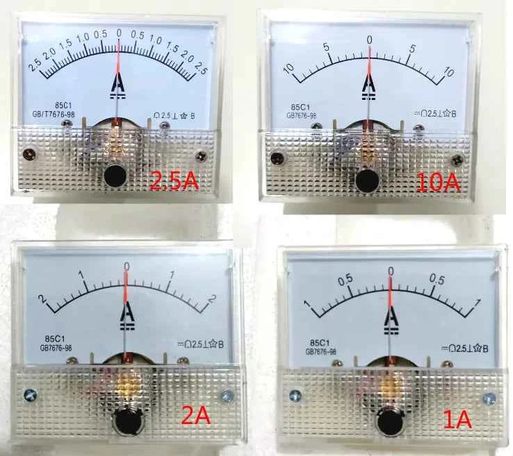 85C1 Bidirectional DC ammeter DC -10 to +10A 1A 2A 5A 2.5A Class 2.5 Accuracy Panel Mounted Analog Ammeter