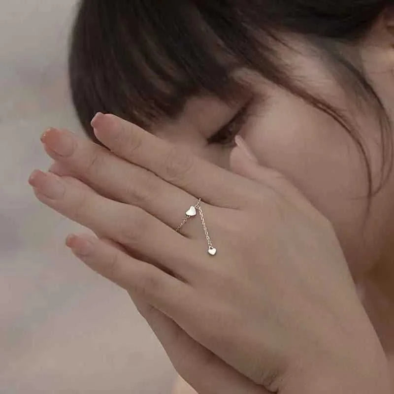 XIYANIKE Silver Color Unique Design Love Heart Hanging Chain Ring Elegant Charm Index Finger Gift For Women Adjustable The jack market .AU The jack market .AU Jewellery & Chains $ 50 200000783:29#VRS3474