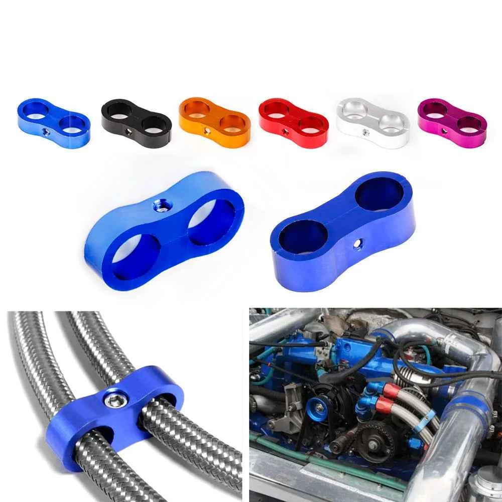 1PCS  Aluminum Billet Dual AN4 11MM/AN6 14MM/AN8 16MM/AN10 20MM Braided Hose Separator Clamp Cable Fastener RS-HR013