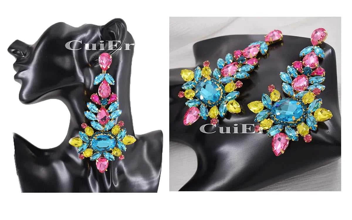 CUIER 22cm Huge Size Drop Pendant Earrings Clip on Drag Queen Jewelry Crystal AB TV show Accessories Men's Earrings Fashion The jack market .AU The jack market .AU Jewellery & Chains $ 122 200001034:200003699#AB silver