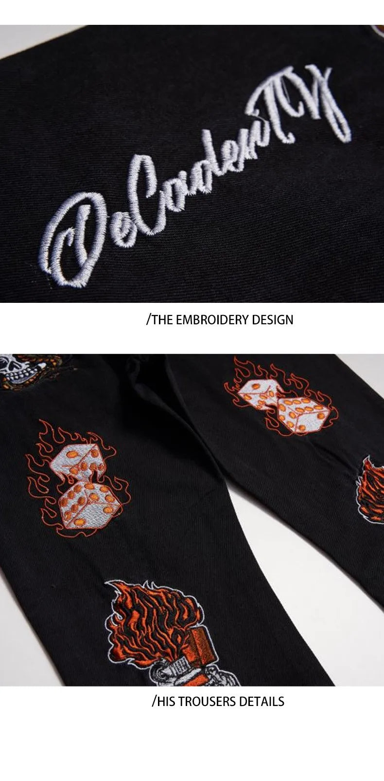 European Hip-Hop Street Wide Leg Stacked Entrepreneurs Customize Embroidery LOGO Jeans Men Wash Fashion Designer Flare Jeans