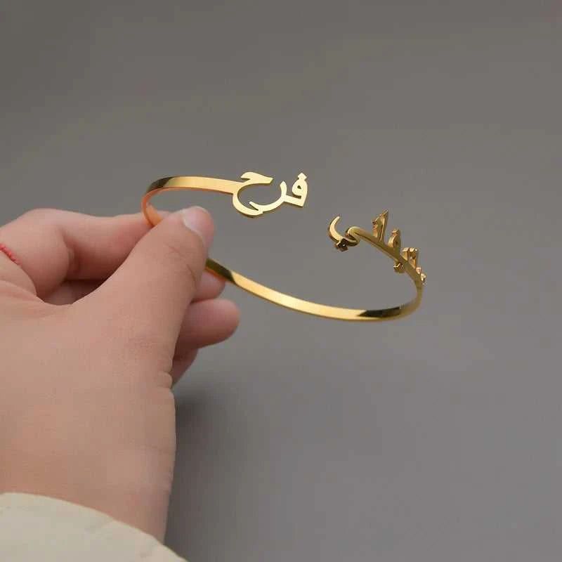 Auxauxme Custom Arabic Name Bangle Stainless Steel 18k Golden Color Personalized Women Bracelet Aniversary Birthday Jewelry Gift The jack market .AU The jack market .AU Jewellery & Chains $ 57 200001034:361188#black color