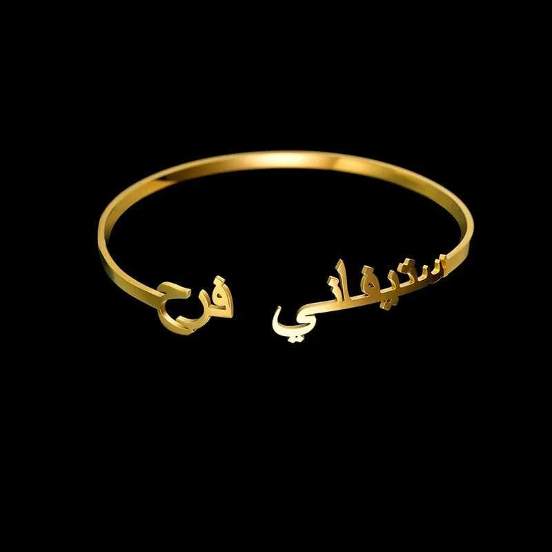 Auxauxme Custom Arabic Name Bangle Stainless Steel 18k Golden Color Personalized Women Bracelet Aniversary Birthday Jewelry Gift The jack market .AU The jack market .AU Jewellery & Chains $ 57 200001034:361188#black color