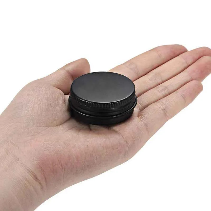 100Pcs Empty Black Aluminum Cream Jar  5g 10g 15g 30g 50g 60g 100g Pot Nail Art Lip Gloss Empty Cosmetic Metal Tins Containers