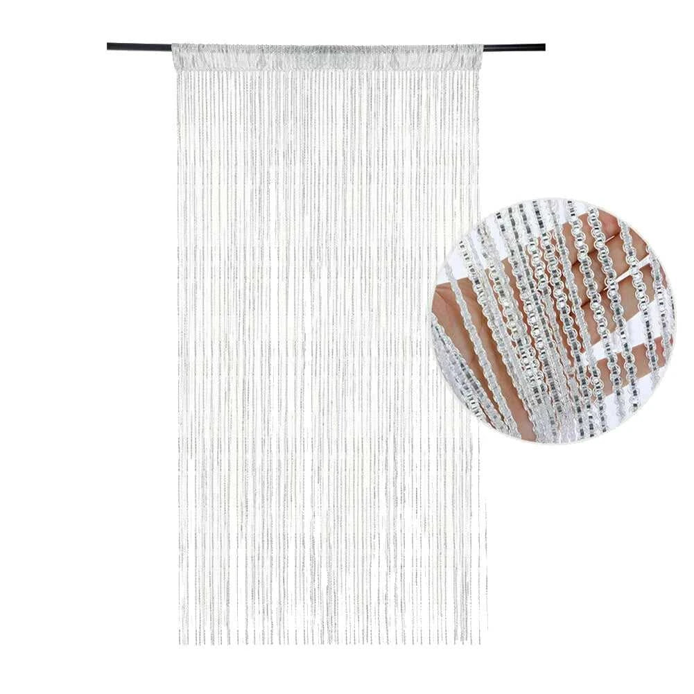 1m*2m Beaded Curtain Door Tassel String Curtain Partition Curtain Silver Tassel Silver Door Curtain Line Curtain Home Decoration The jack market .AU The jack market .AU Home $ 54 14:200003699#WH