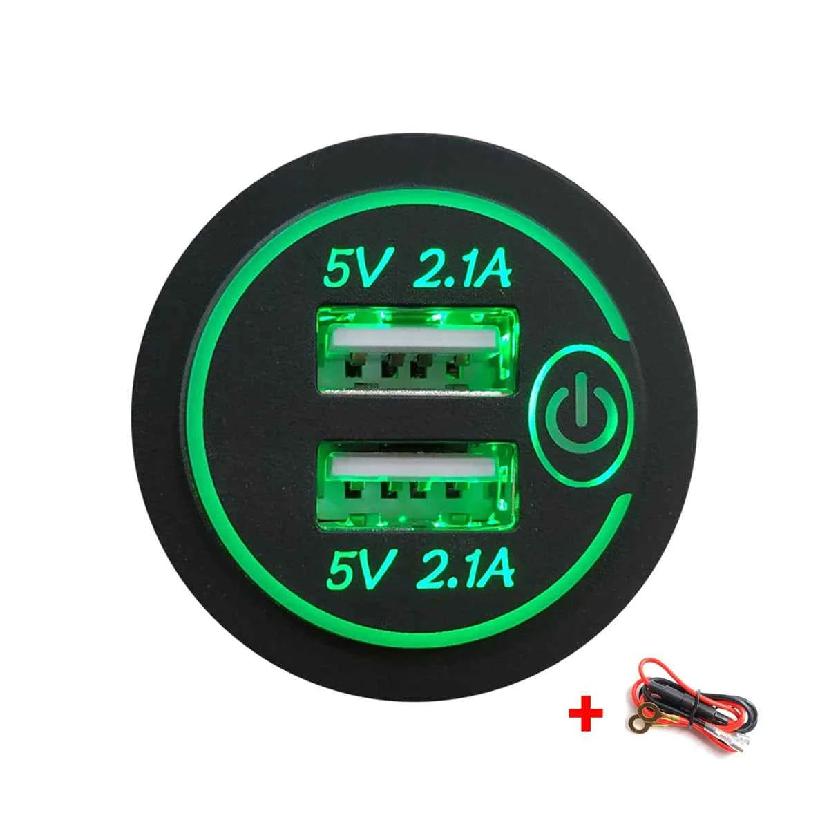 4.2A Dual USB CarCharger Socket Fast Charging Power Outlet Adapter with Touch Switch for Sedan Motorcycle Truck RV Boat