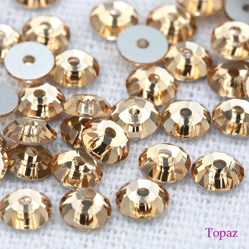 QIAO Glass Round Rhinestones for Wedding Dresses | Sparkling DIY Crystal Accents from SS12 to SS30