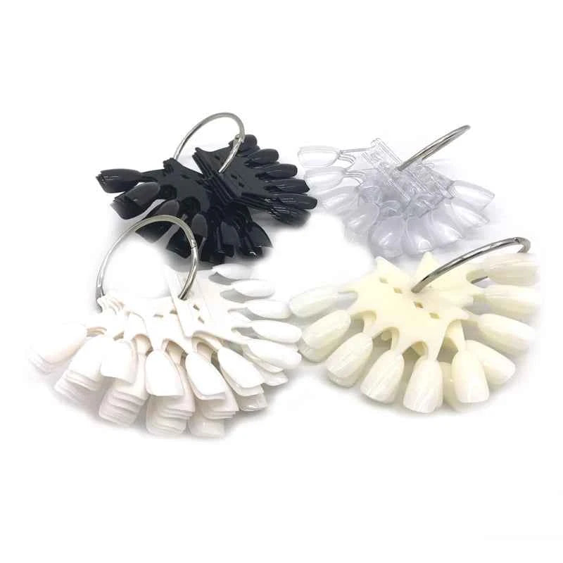 50 Tips Nail Art Display False Nail Tips Crown Fake Nails Polish Clear Nature Color Card Acrylic Practice Chart Palette Art Ring