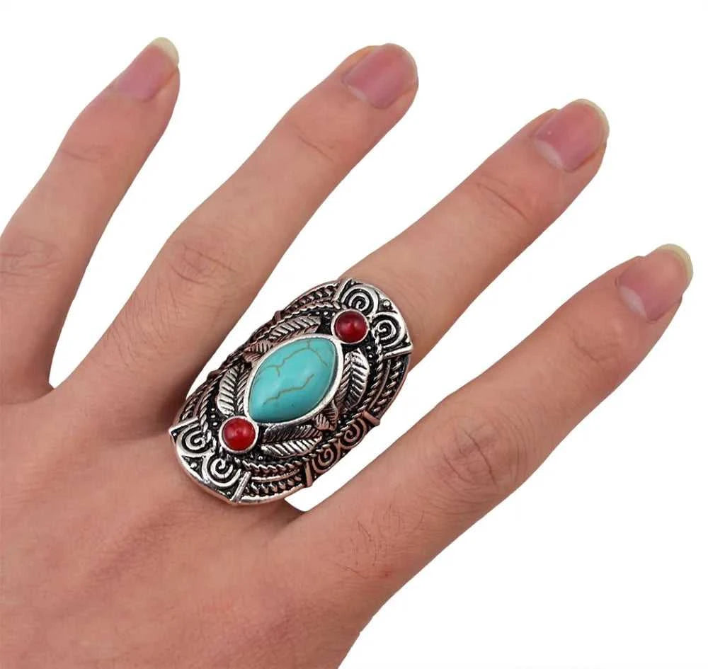 Boho Ethnic Tibet Turquoise Rings For Women Men Retro Silver Color Adjustable Carved Gypsy Tribal Pakistan Afghan Indian Jewelry The jack market .AU The jack market .AU Jewellery & Chains $ 48 200000783:10#turquoise ring D