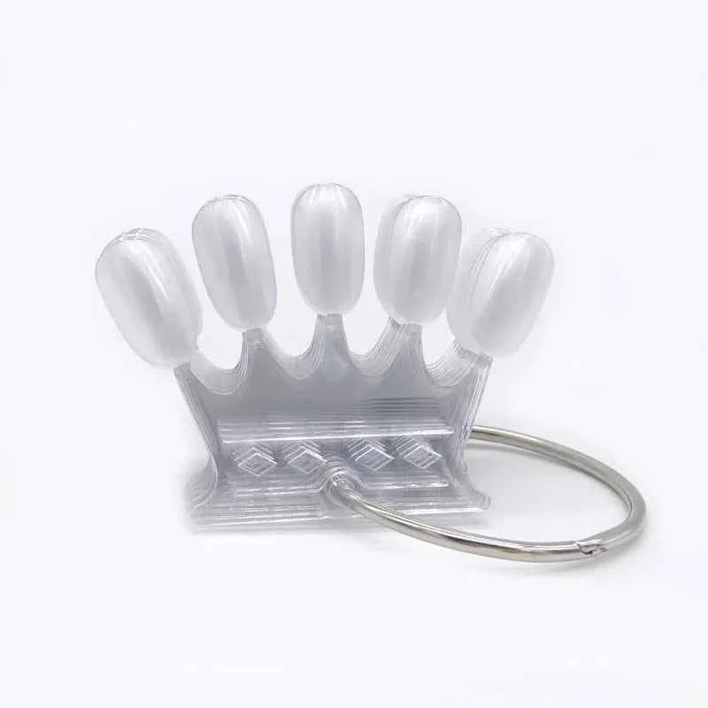 50 Tips Nail Art Display False Nail Tips Crown Fake Nails Polish Clear Nature Color Card Acrylic Practice Chart Palette Art Ring