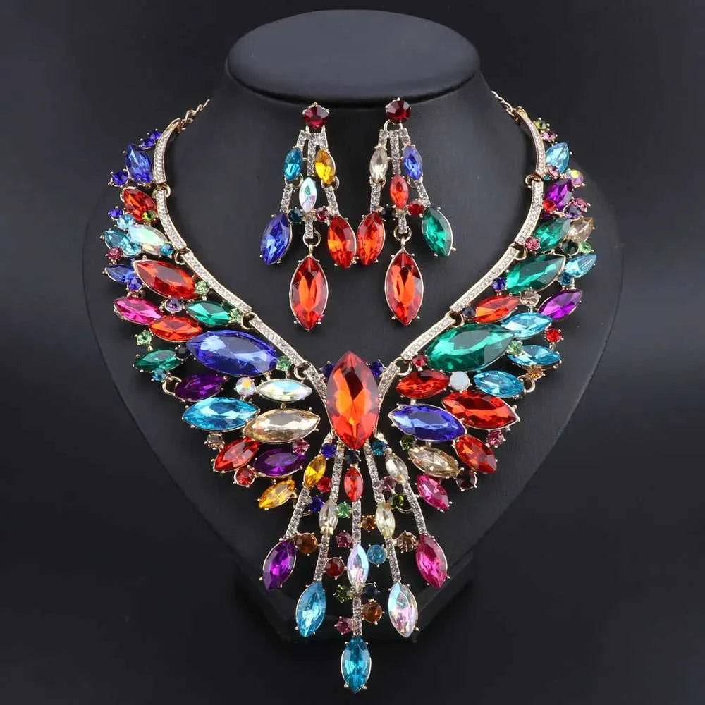 Crystal Bridal Jewelry Sets Wedding Party Costume Accessory Indian Necklace Earrings Set for Bride GorgeousJewellery Sets Women The jack market .AU The jack market .AU Jewellery & Chains $ 74 200001033:200003757#purple