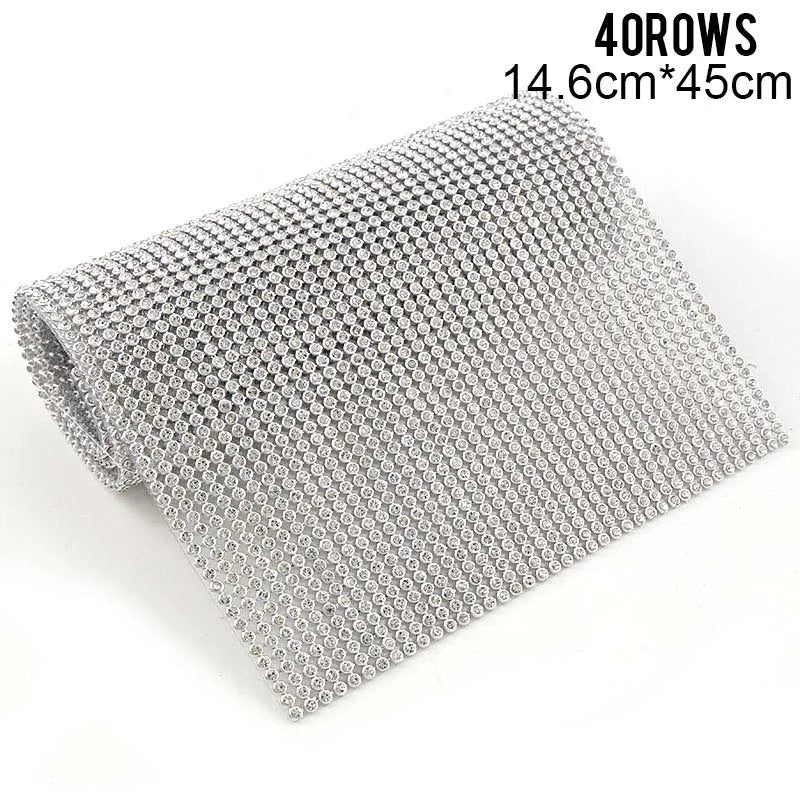 1 Pc 3mm Glass Rhinestone+Gold/Silver Aluminum Rhinestone Mesh Trim ABS Plastic HotFix For DIY Wedding Dress Jewelry