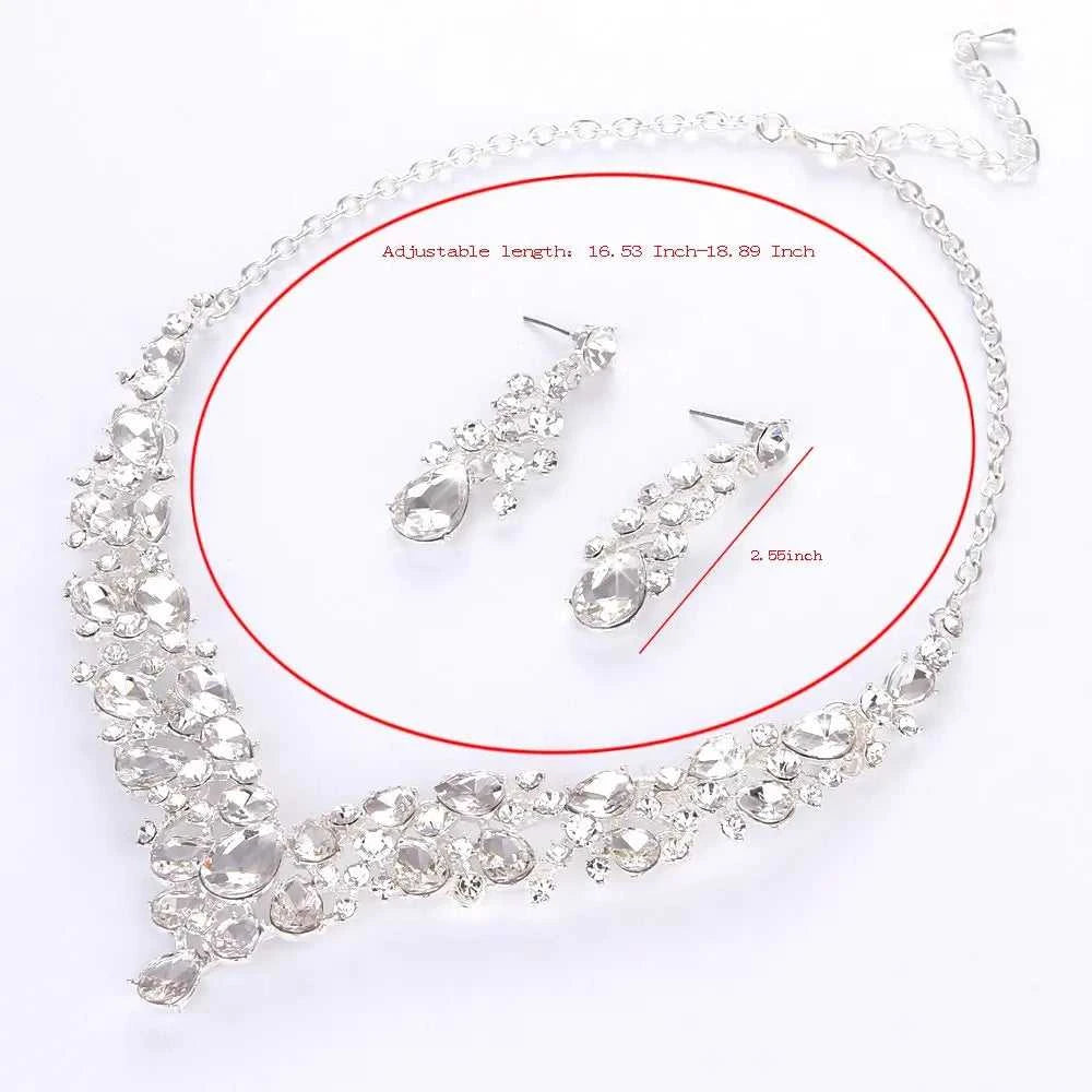 Crystal Pink Bridal Jewelry Sets Teardrop Shape Wedding Necklace Earrings African Fashion Party Jewelry Sets Accessories 8 color The jack market .AU The jack market .AU Jewellery & Chains $ 65 200001033:200003759#red