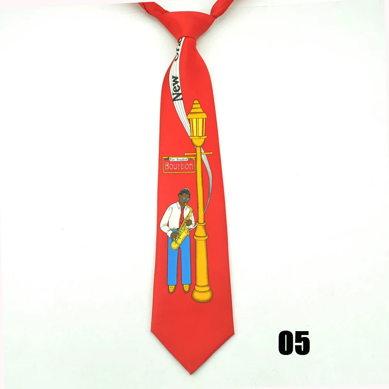 3.5 Inch Mens Tie Necktie Formal Dress Gift Wedding Shirts Cravat Fashion"Orleans Music Suona Sachs" Design Mix Classic Party