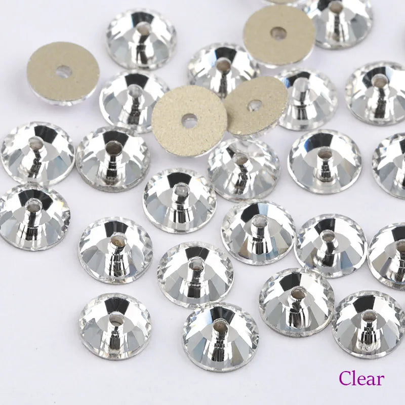 QIAO Glass Round Rhinestones for Wedding Dresses | Sparkling DIY Crystal Accents from SS12 to SS30