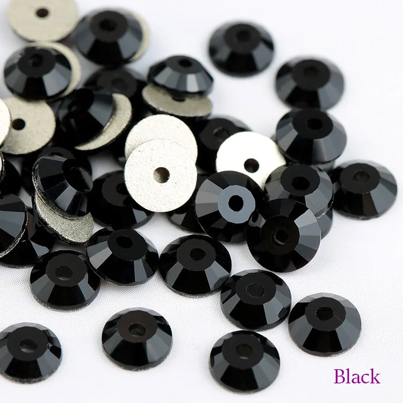 QIAO Glass Round Rhinestones for Wedding Dresses | Sparkling DIY Crystal Accents from SS12 to SS30