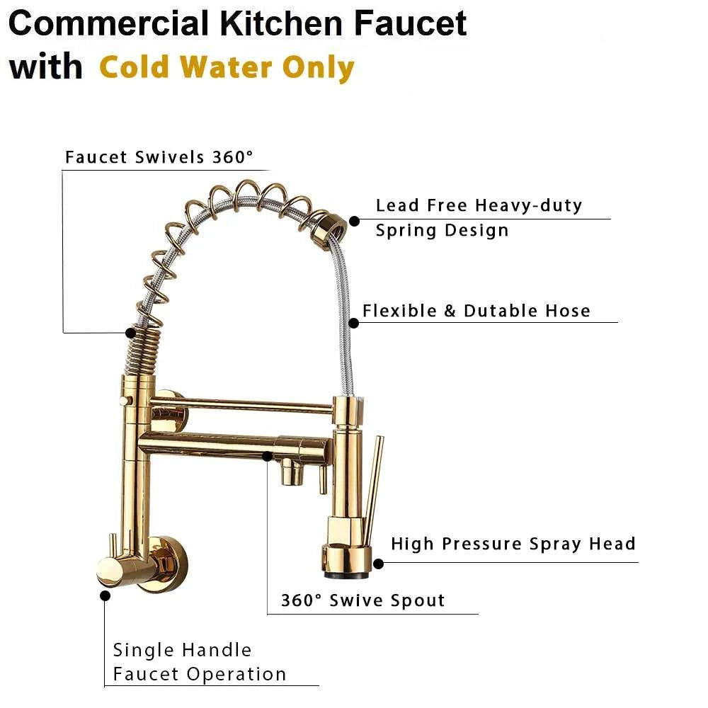 Rozin Matte Black Pull Down Kitchen Faucet Single Cold Water Dual Spouts Kitchen Tap 4 Colors Wall Mounted ABS Nozzle Crane The jack market .AU The jack market .AU Home $ 96 14:496#Gold Faucet;200007763:201336342