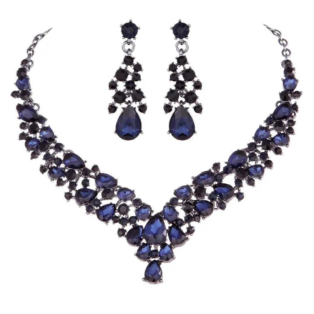 Crystal Pink Bridal Jewelry Sets Teardrop Shape Wedding Necklace Earrings African Fashion Party Jewelry Sets Accessories 8 color The jack market .AU The jack market .AU Jewellery & Chains $ 65 200001033:200003759#red