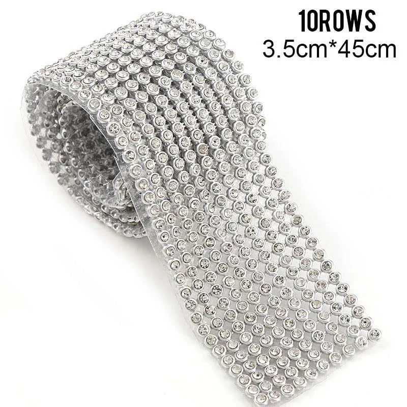 1 Pc 3mm Glass Rhinestone+Gold/Silver Aluminum Rhinestone Mesh Trim ABS Plastic HotFix For DIY Wedding Dress Jewelry