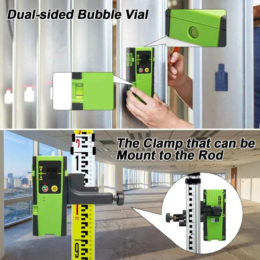 Huepar Laser Detector - Digital Receiver with Three-Side LED Display & Pulse Mode for Precision Leveling