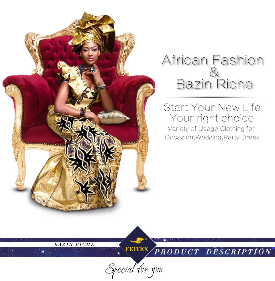 Feitex Original Bazin Riche Austria Quality Fabric Germany Cotton Jacquard Shadda Soft Guinea Brocade for Lace Dress