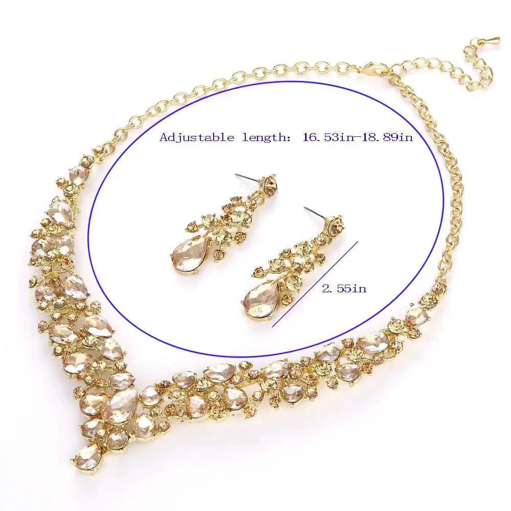 Crystal Pink Bridal Jewelry Sets Teardrop Shape Wedding Necklace Earrings African Fashion Party Jewelry Sets Accessories 8 color The jack market .AU The jack market .AU Jewellery & Chains $ 65 200001033:200003759#red