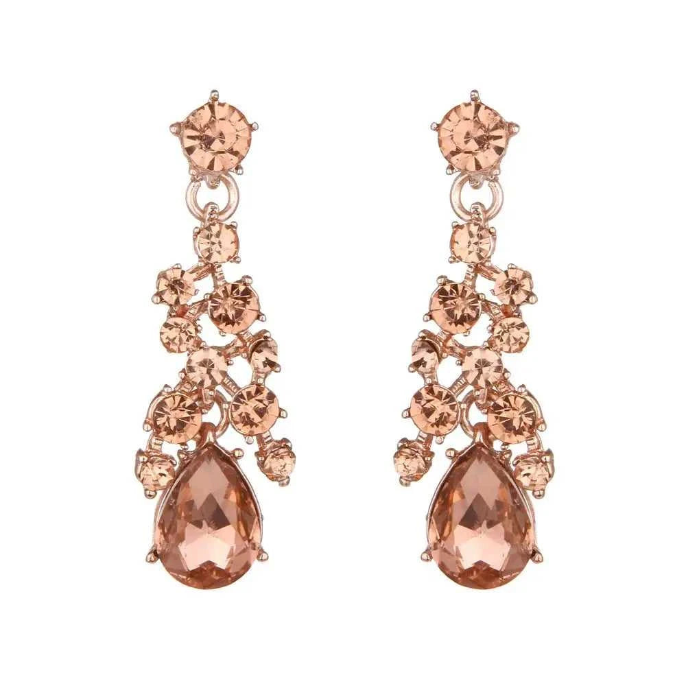 Crystal Pink Bridal Jewelry Sets Teardrop Shape Wedding Necklace Earrings African Fashion Party Jewelry Sets Accessories 8 color The jack market .AU The jack market .AU Jewellery & Chains $ 65 200001033:200003759#red