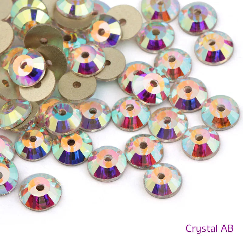 QIAO Glass Round Rhinestones for Wedding Dresses | Sparkling DIY Crystal Accents from SS12 to SS30