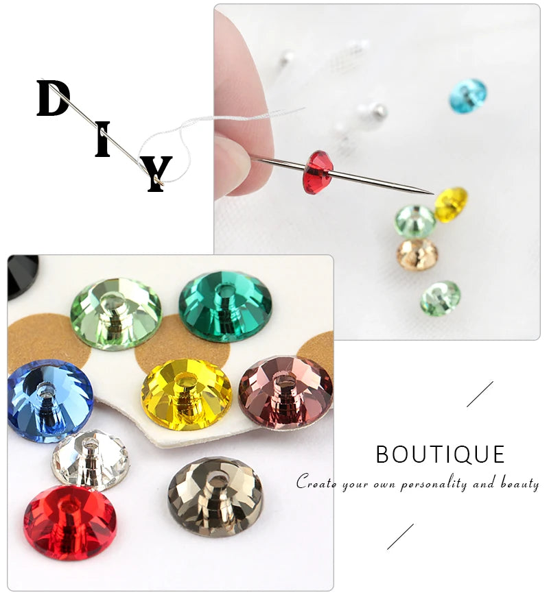 QIAO Glass Round Rhinestones for Wedding Dresses | Sparkling DIY Crystal Accents from SS12 to SS30