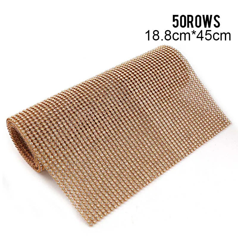 1 Pc 3mm Glass Rhinestone+Gold/Silver Aluminum Rhinestone Mesh Trim ABS Plastic HotFix For DIY Wedding Dress Jewelry