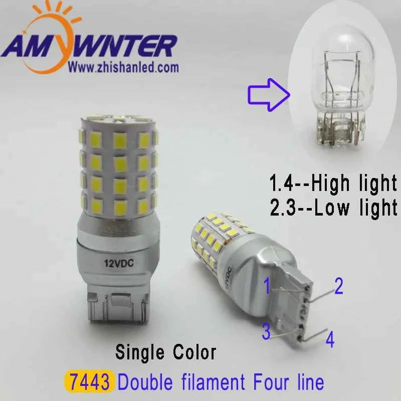 High Power Auto 12V 7440 T20 led 7443 Dual Light Function W21/5W Turn Signal cars warm white  Yellow Amber