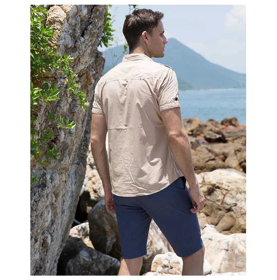 Fredd Marshall 2023 Summer New Men 100% Cotton Cargo Shirt Short Sleeve Casual Pocket Work Military Shirts Male Solid Color Tops The jack market .AU The jack market .AU Men Fashion $ 41 14:193;5:100014065