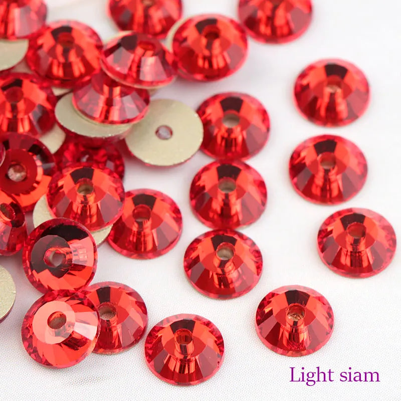 QIAO Glass Round Rhinestones for Wedding Dresses | Sparkling DIY Crystal Accents from SS12 to SS30
