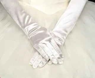 Bridal Elegance Elbow-Length Satin Gloves - Multi-Color, Stylish & Affordable Wedding Accessories