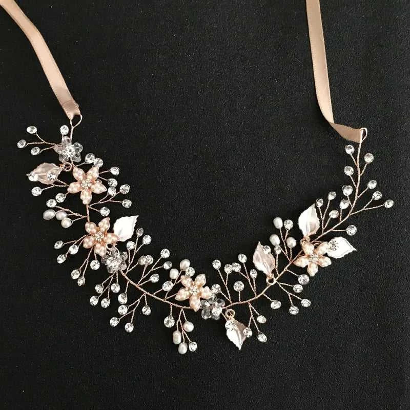 SLBRIDAL Handmade Wired Crystal Rhinestone Freshwater Pearls Flower Wedding Hair Vine Headband Bridal Headpiece Hair accessories The jack market .AU The jack market .AU Jewellery & Chains $ 58 14:10#Simulated Gold