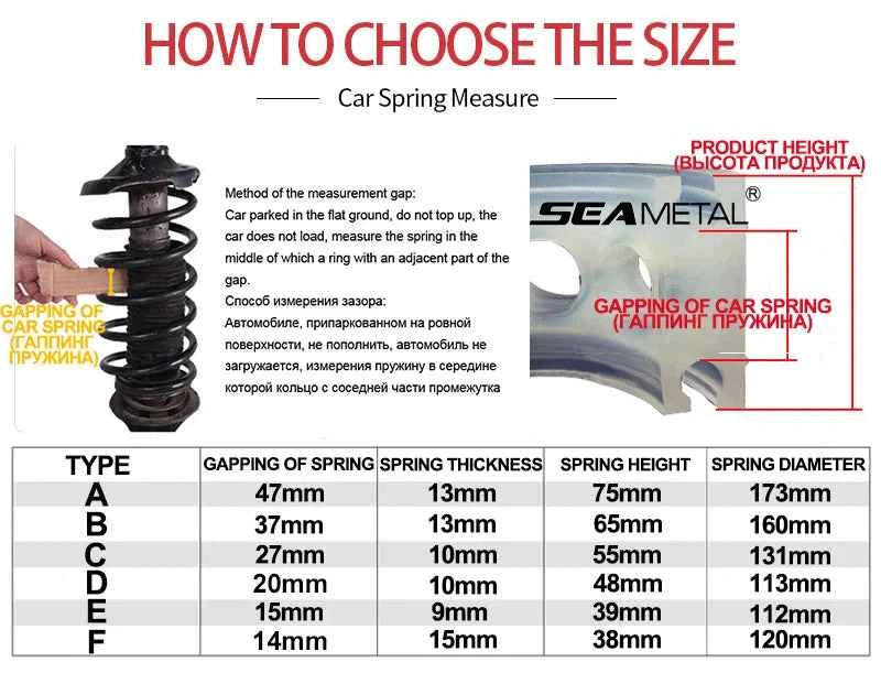 SEAMETAL Car Buffer Shock Absorber Spring Bumper Cover Rubber Protect Spring Gap Filling Buffer Universal Car Suspension Cushion