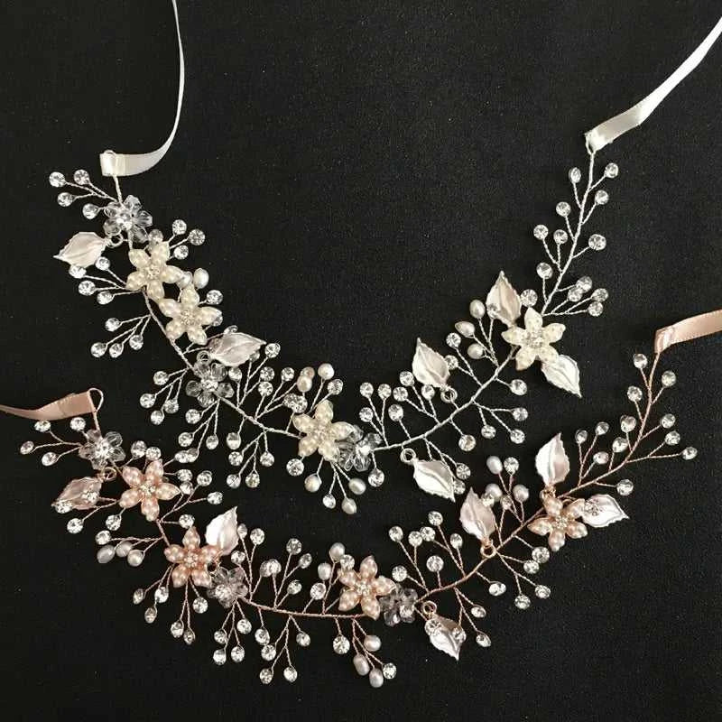 SLBRIDAL Handmade Wired Crystal Rhinestone Freshwater Pearls Flower Wedding Hair Vine Headband Bridal Headpiece Hair accessories The jack market .AU The jack market .AU Jewellery & Chains $ 58 14:10#Simulated Gold
