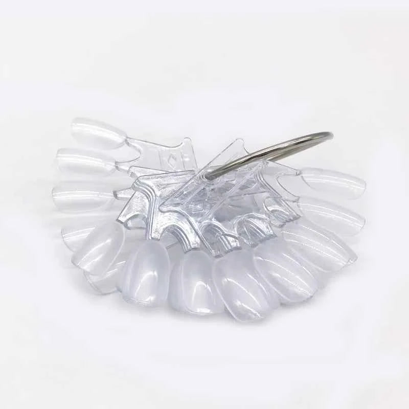 50 Tips Nail Art Display False Nail Tips Crown Fake Nails Polish Clear Nature Color Card Acrylic Practice Chart Palette Art Ring