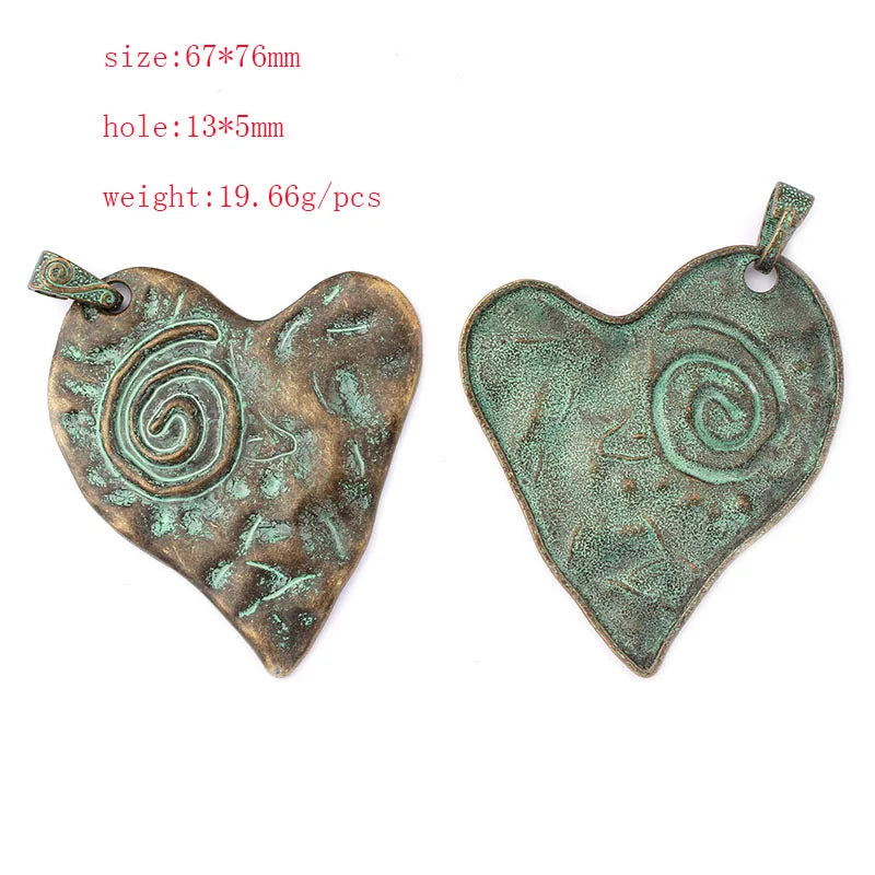 2pcs/lot Verdigris Patina Elephant/Heart/Leaf/Flower/Dragonfly/Butterfly/Swirl/Wing Pattern Pendant Fashion Jewelry Material