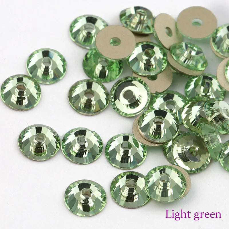 QIAO Glass Round Rhinestones for Wedding Dresses | Sparkling DIY Crystal Accents from SS12 to SS30