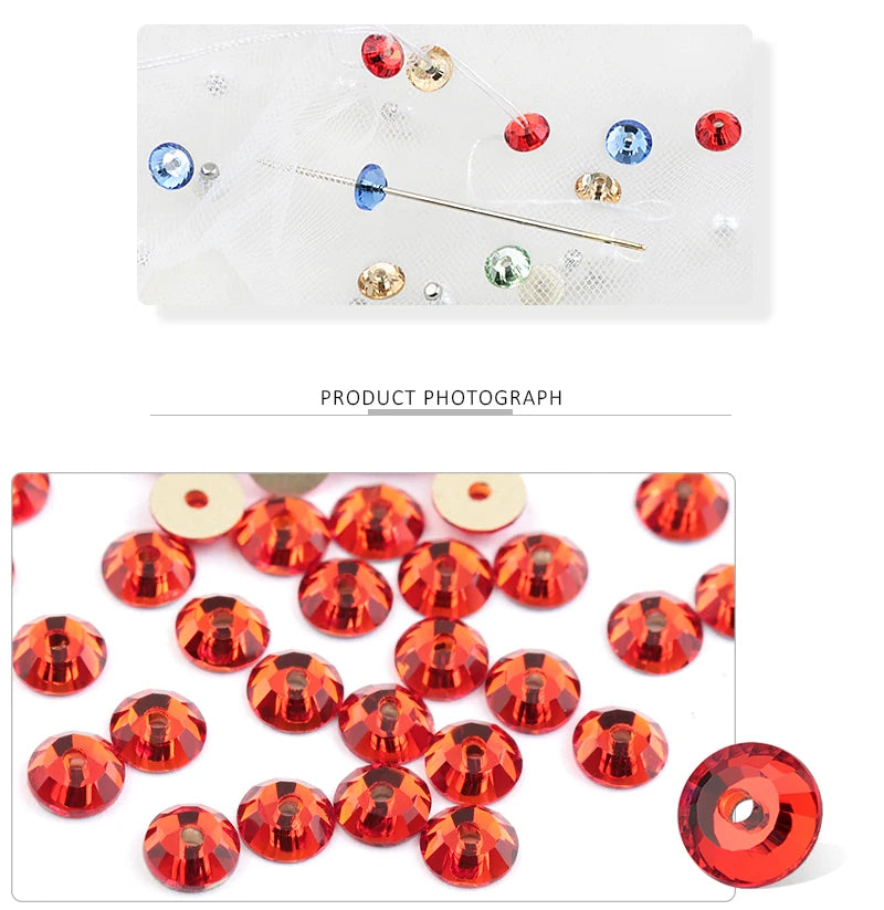 QIAO Glass Round Rhinestones for Wedding Dresses | Sparkling DIY Crystal Accents from SS12 to SS30