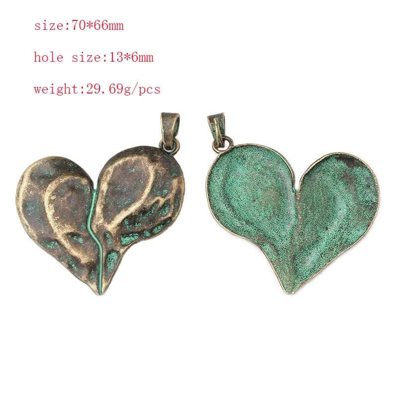 2pcs/lot Verdigris Patina Elephant/Heart/Leaf/Flower/Dragonfly/Butterfly/Swirl/Wing Pattern Pendant Fashion Jewelry Material