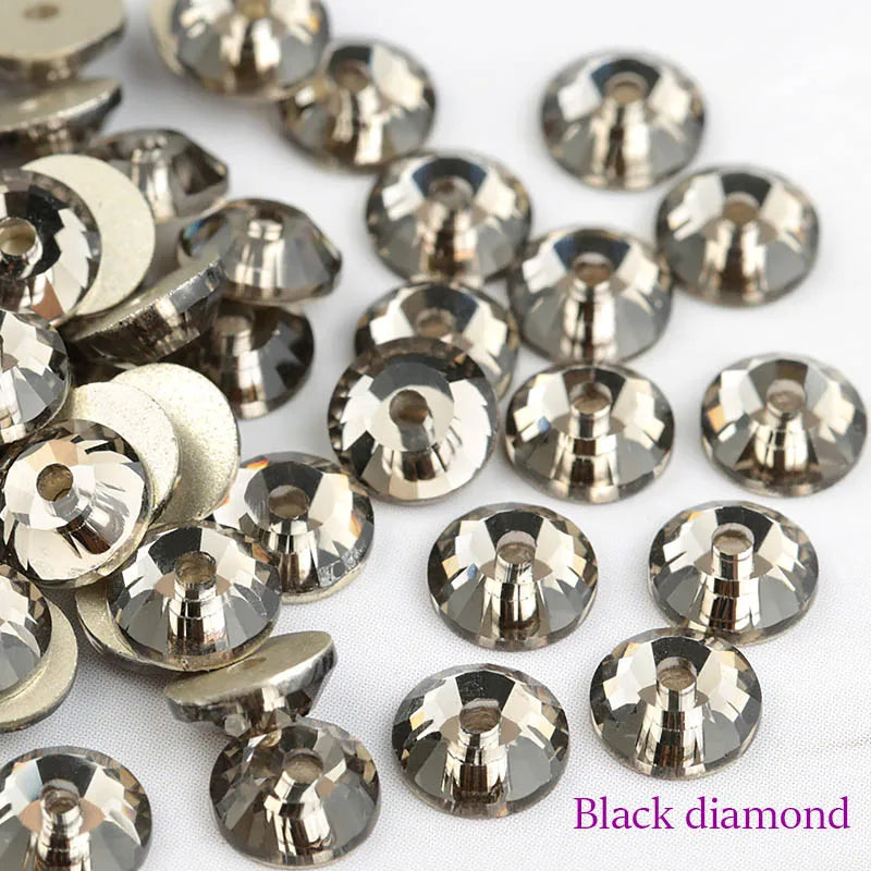 QIAO Glass Round Rhinestones for Wedding Dresses | Sparkling DIY Crystal Accents from SS12 to SS30