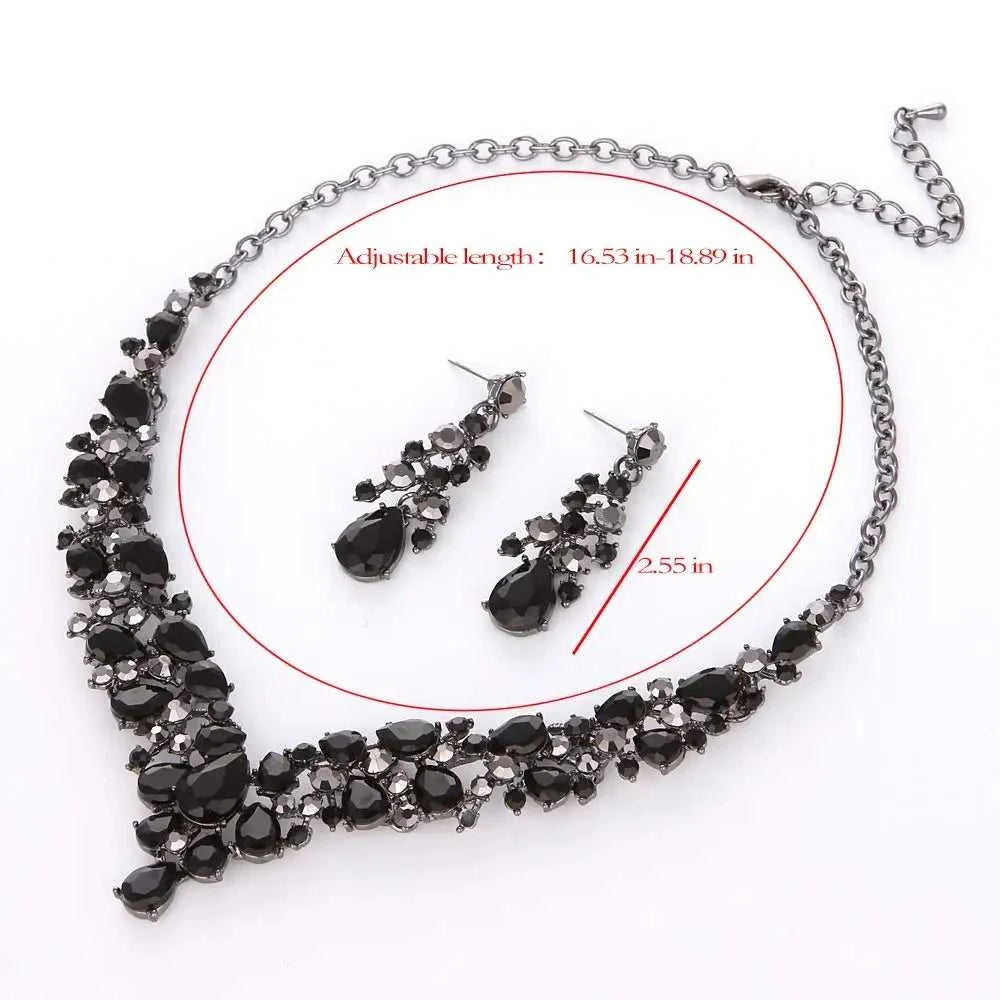 Crystal Pink Bridal Jewelry Sets Teardrop Shape Wedding Necklace Earrings African Fashion Party Jewelry Sets Accessories 8 color The jack market .AU The jack market .AU Jewellery & Chains $ 65 200001033:200003759#red