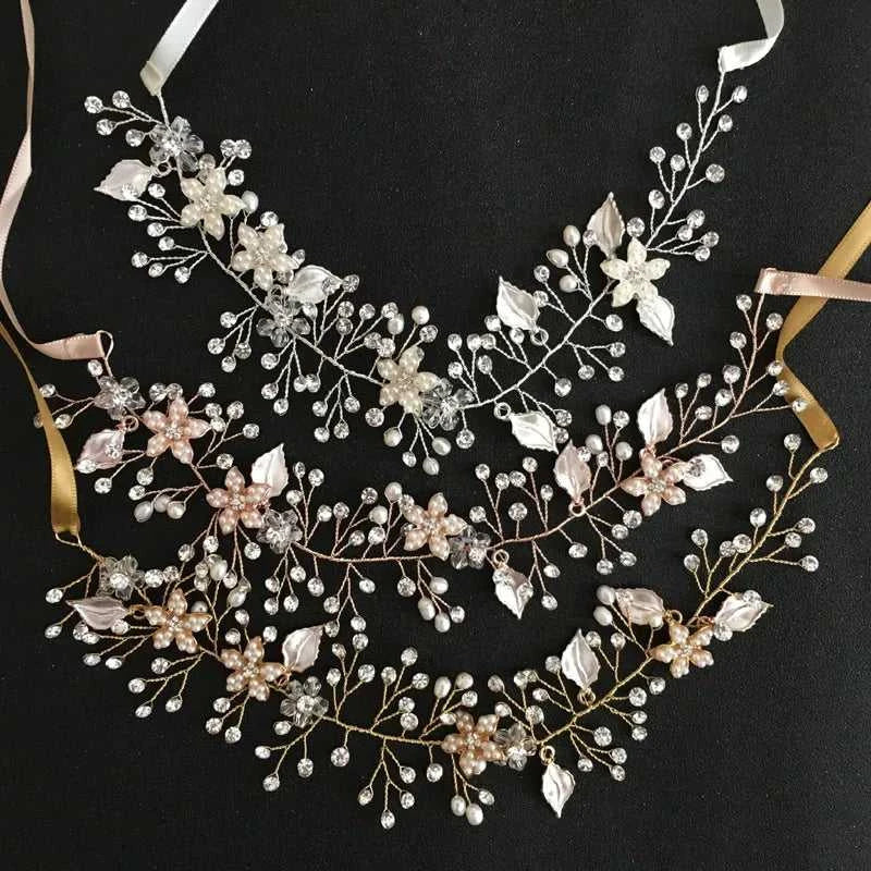 SLBRIDAL Handmade Wired Crystal Rhinestone Freshwater Pearls Flower Wedding Hair Vine Headband Bridal Headpiece Hair accessories The jack market .AU The jack market .AU Jewellery & Chains $ 58 14:10#Simulated Gold